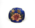 Vintage Floral Cloisonné Scarf Clip with Butterfly Design
