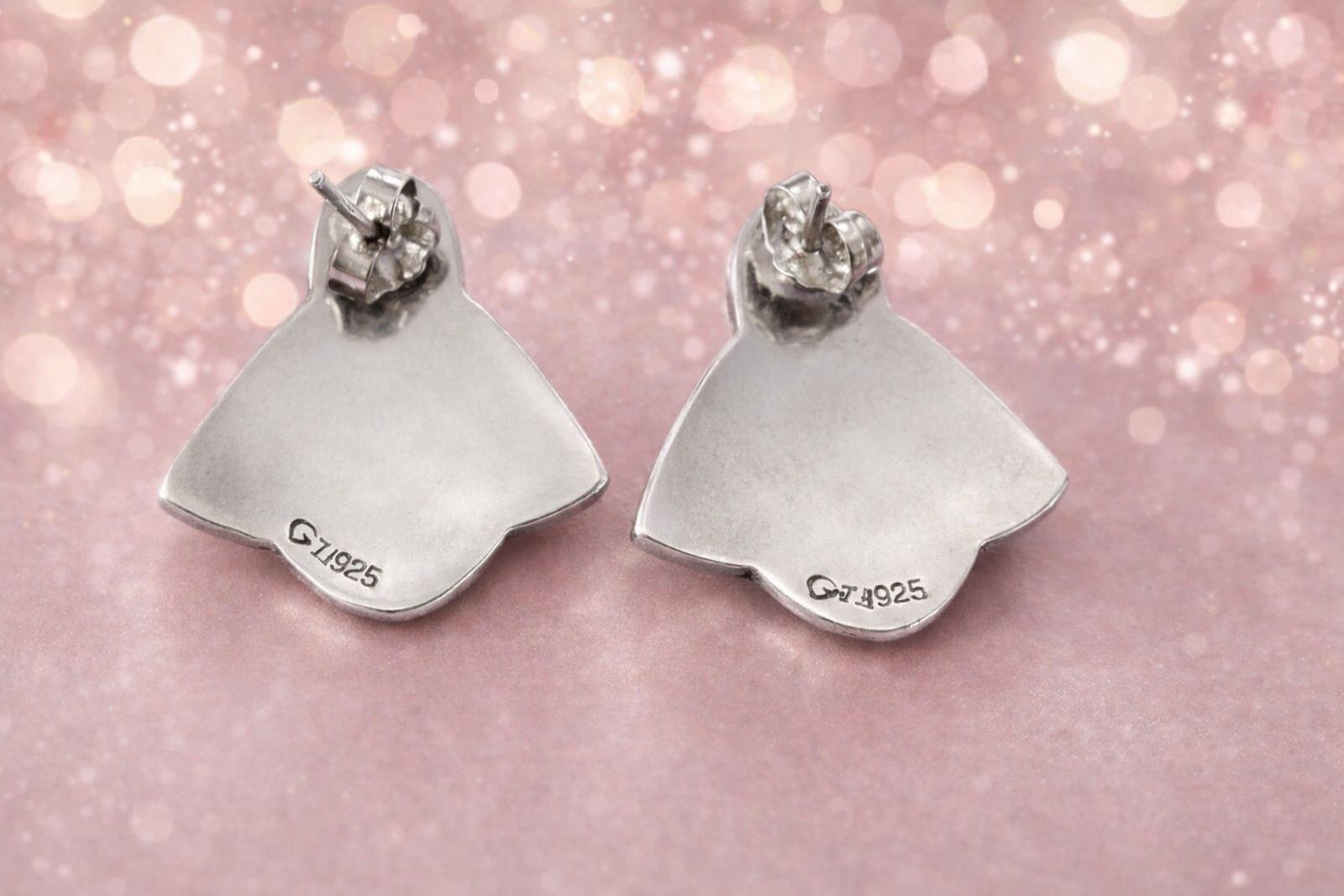 Vintage Art Deco Revival 9.25 Silver Mother of Pearl & Marcasite Stud Earrings