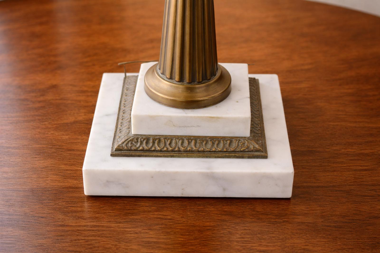 Ruby Overlay Cut-to-Clear Lamp Marble Base Vintage Fount-Style 23.5” Cream Shade