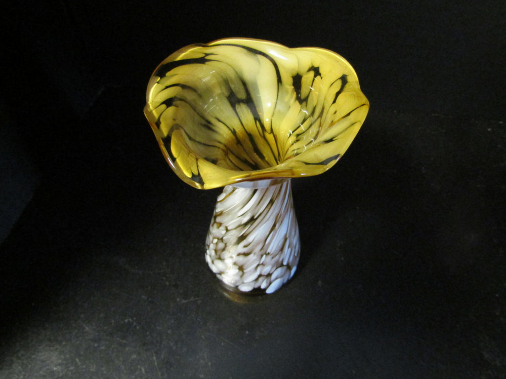 Beautiful Hand-Blown Decorative Amber Glass Speckled Vase FREE SHIPPING