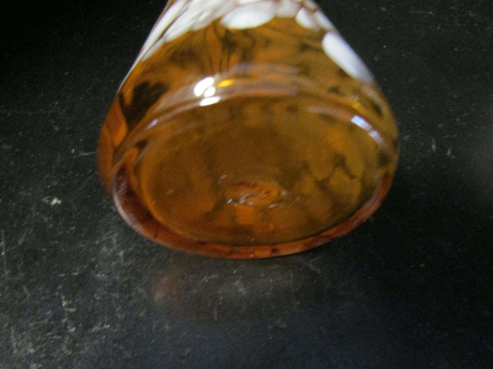 Beautiful Hand-Blown Decorative Amber Glass Speckled Vase FREE SHIPPING