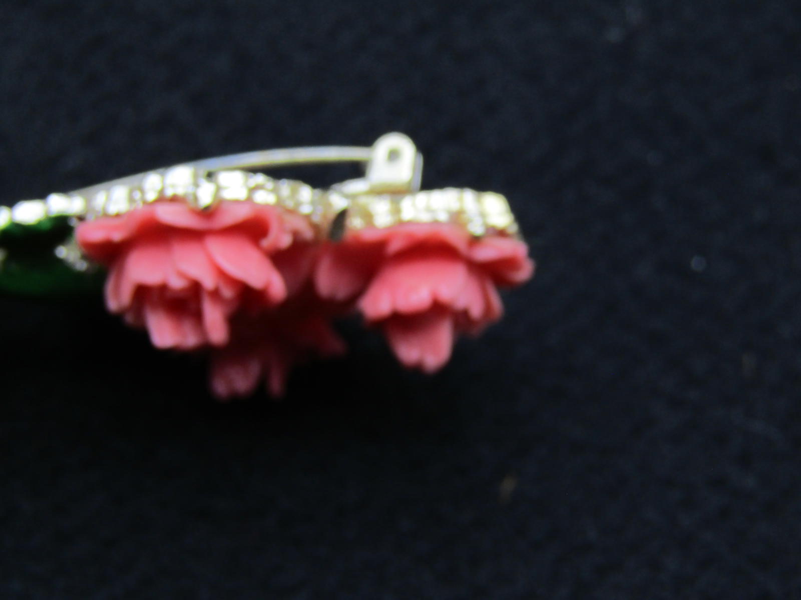 Vintage Coral Catalin Bakelite Carved Rose Brooch Floral Brooch Pin FREE SHIP