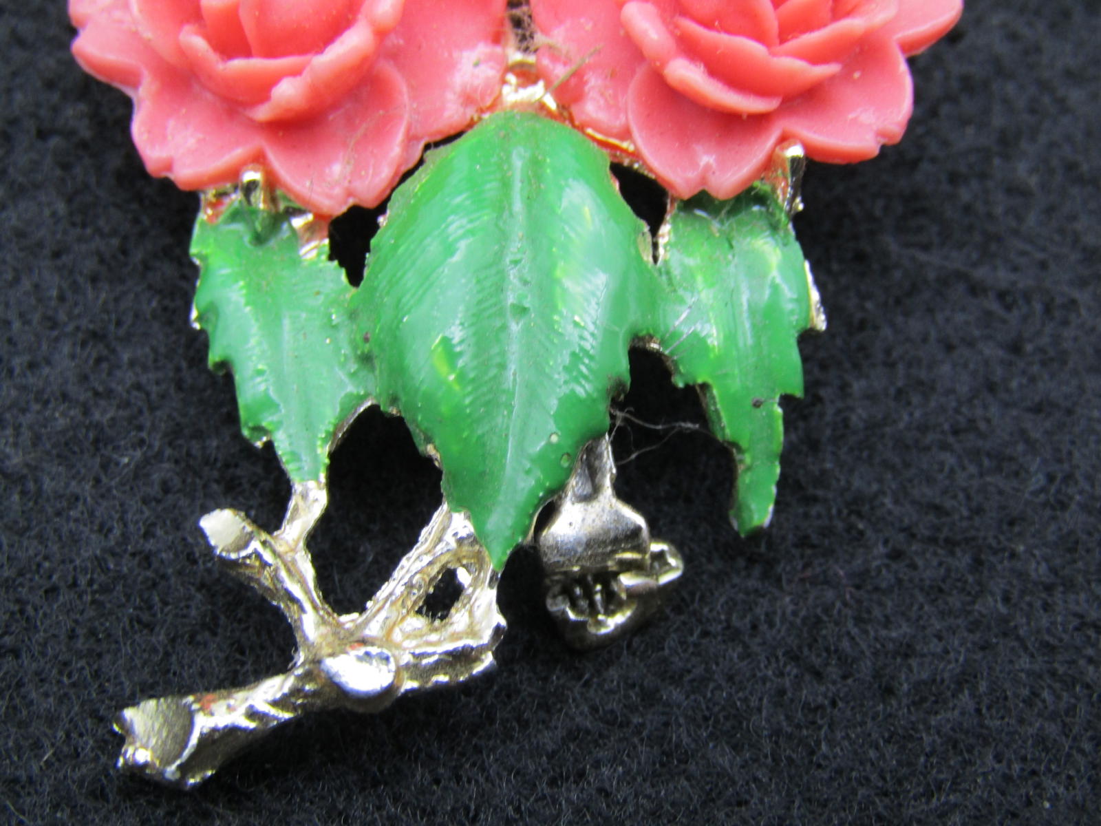 Vintage Coral Catalin Bakelite Carved Rose Brooch Floral Brooch Pin FREE SHIP