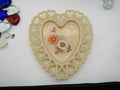 Westmorland Almond Milk Glass Heart Shaped Lace Edged Plate Hand Painted
