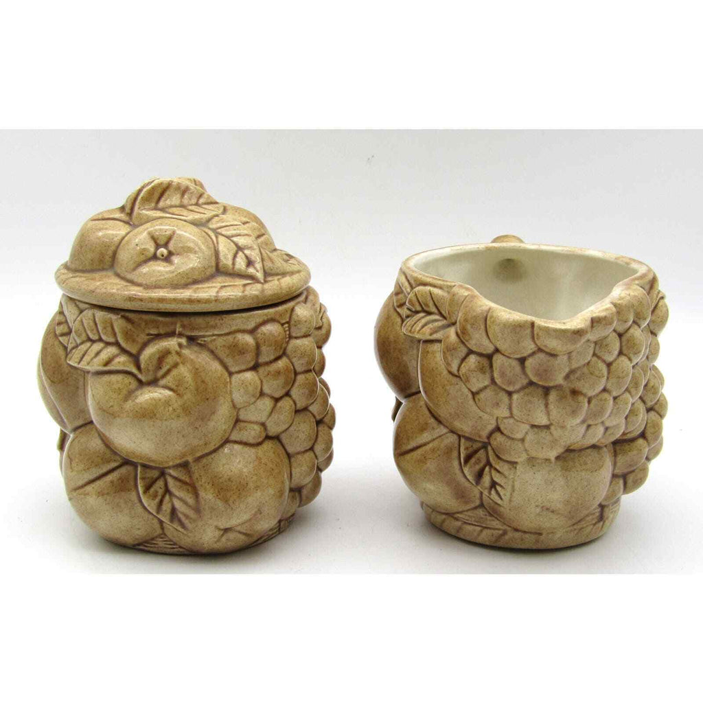 Fun Studio Ceramics Creamer and Sugar Fruit Design Marked JH '73