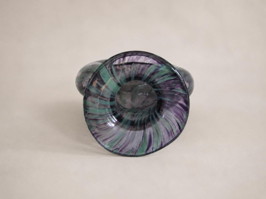 Mayflower American Pride Art Glass Vase Purple Green Hand Made 8"-Vintage