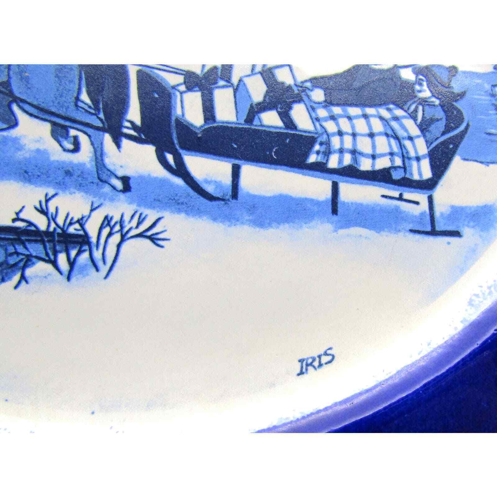 1980 Christmas Plate Wall Hanging Plate Hand Painted by Iris