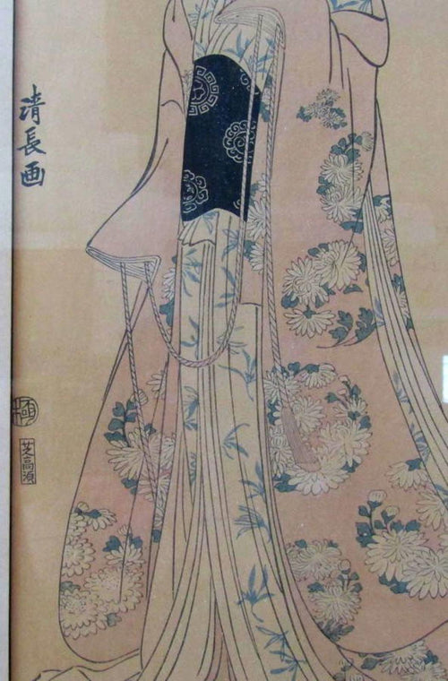 Antique Hashiguchi Goyo Woodblock Woman in a Long Undergarment 1920 Mica Emboss