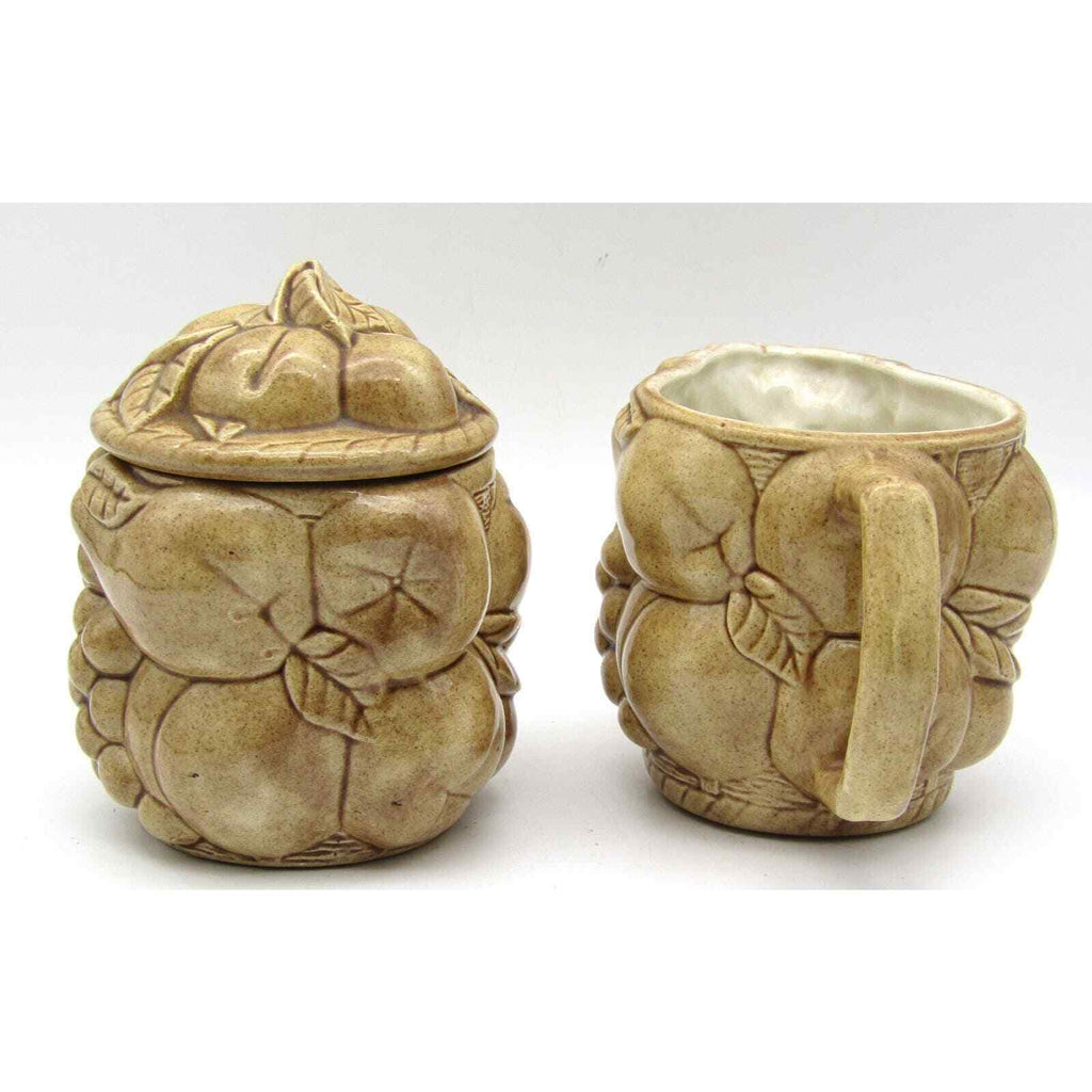 Fun Studio Ceramics Creamer and Sugar Fruit Design Marked JH '73