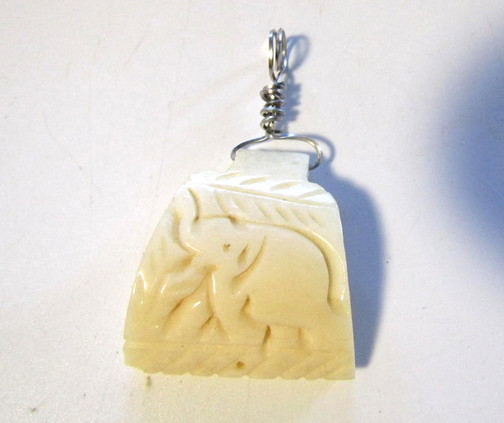 Hand-Carved Pendant with Elephant Design- Good Luck