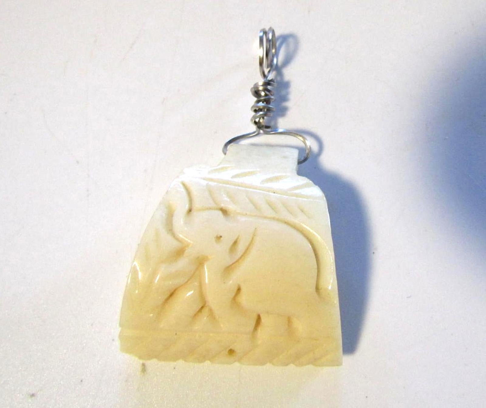 Hand-Carved Pendant with Elephant Design- Good Luck