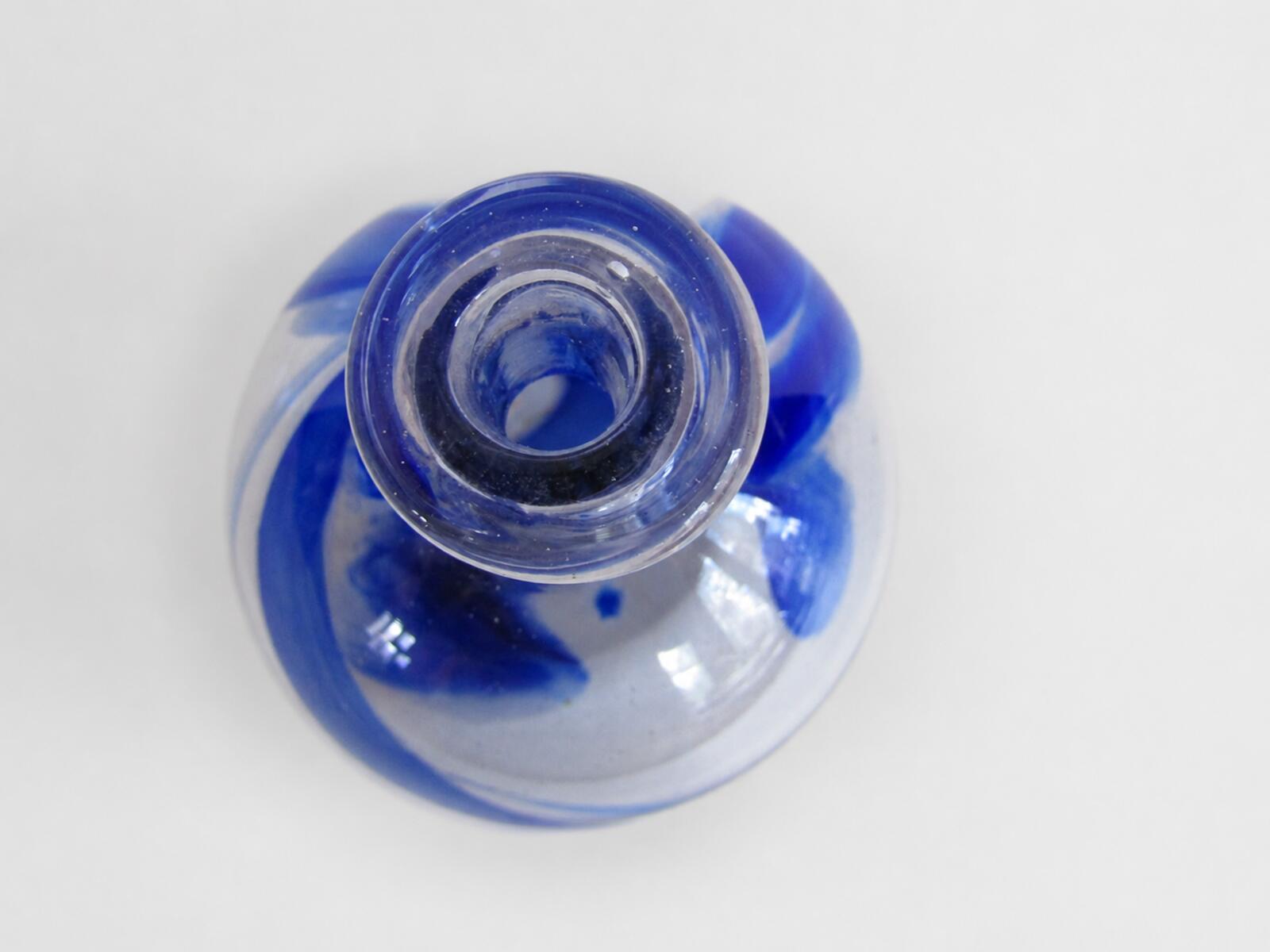 Harkness Glass Blue Swirl Art Glass Vase Hand Blown Signed 5"