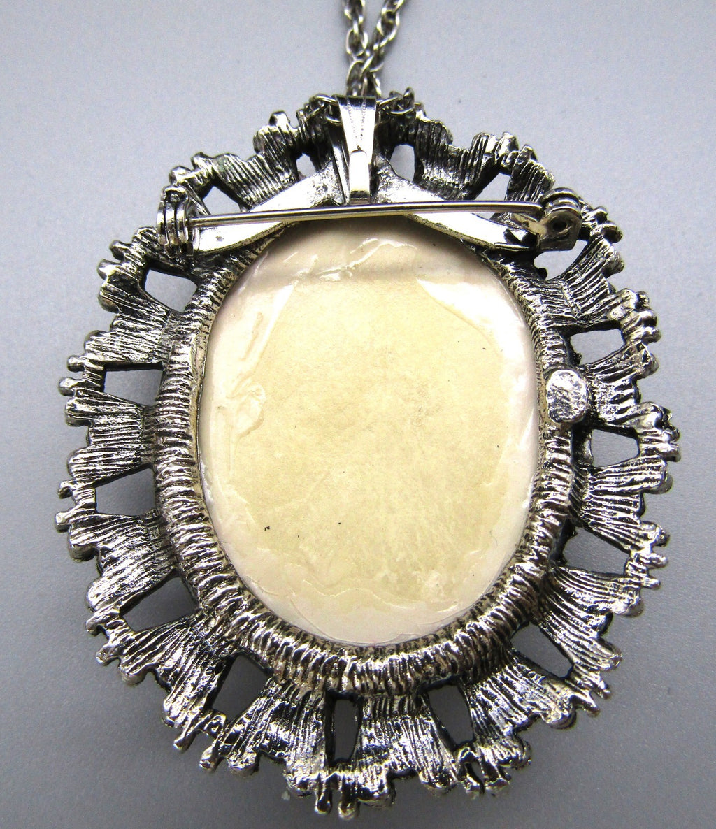 Vintage Mid Century Convertible Dried Flower Pendant Brooch Pin Necklace