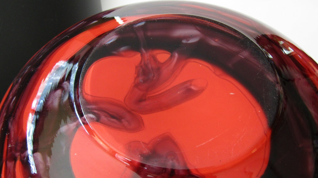 Rare Kralik Art Glass Bohemian Czech Tango Red Black Hand Blown 1920s Antique