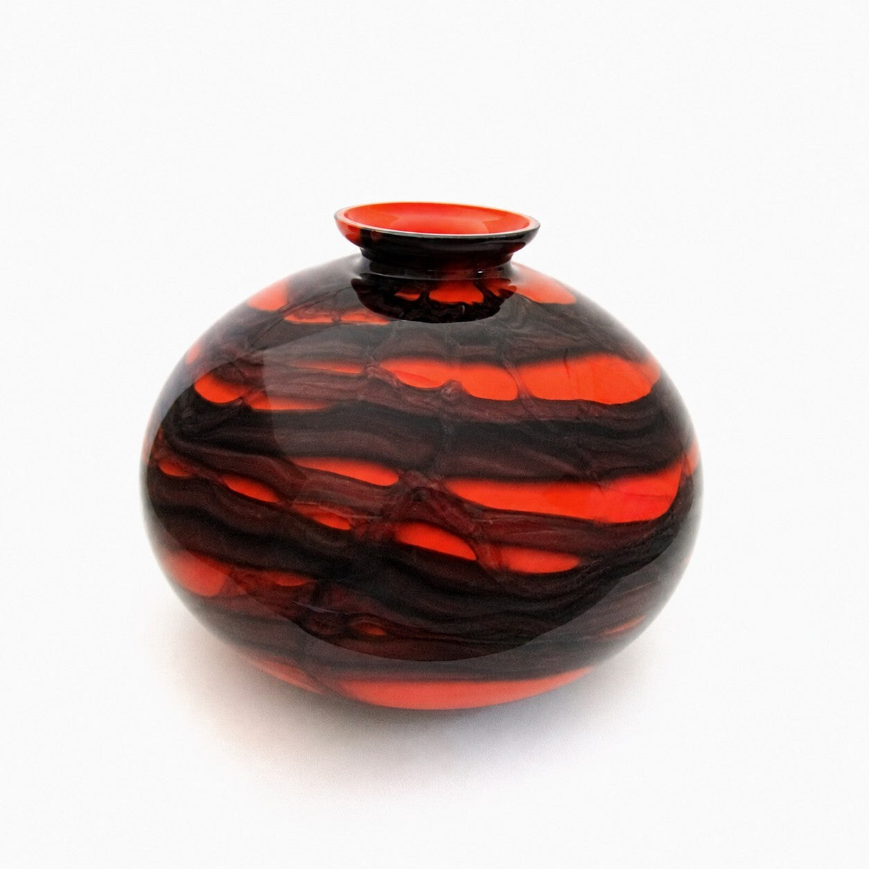 Rare Kralik Art Glass Bohemian Czech Tango Red Black Hand Blown 1920s Antique