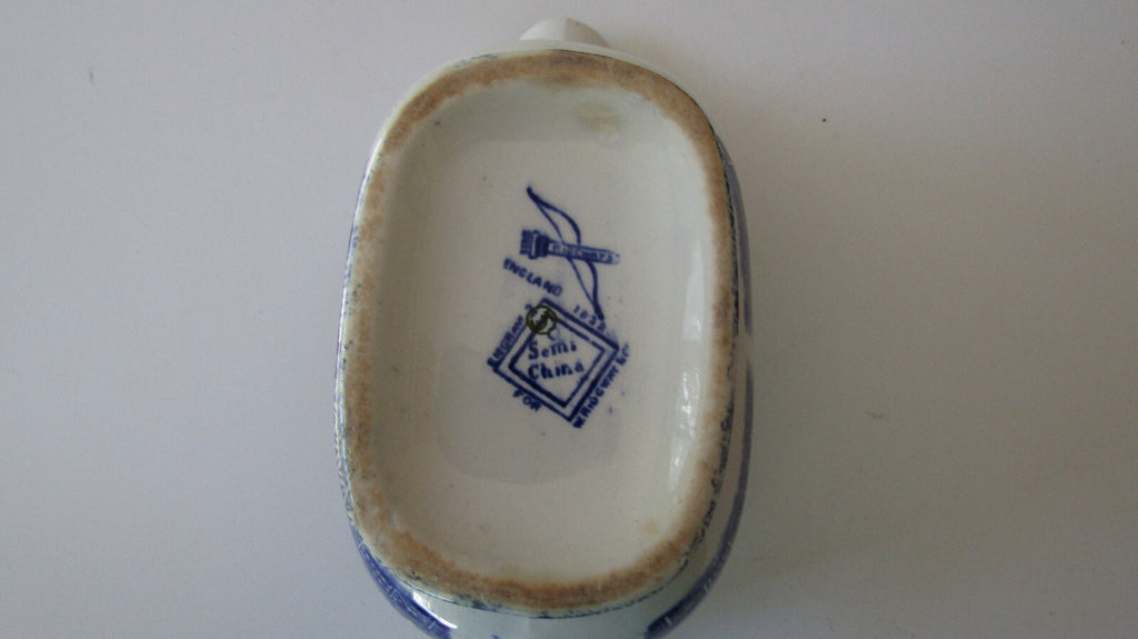 Antique Ridgway Blue Willow Gravy Boat 1832 Bow & Quiver Stamp England