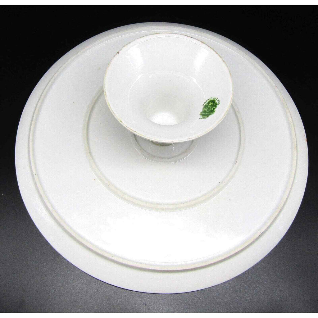 JkW Josef Kuba Cake Plate w/ Pedestal Two Women One Buying Fruit