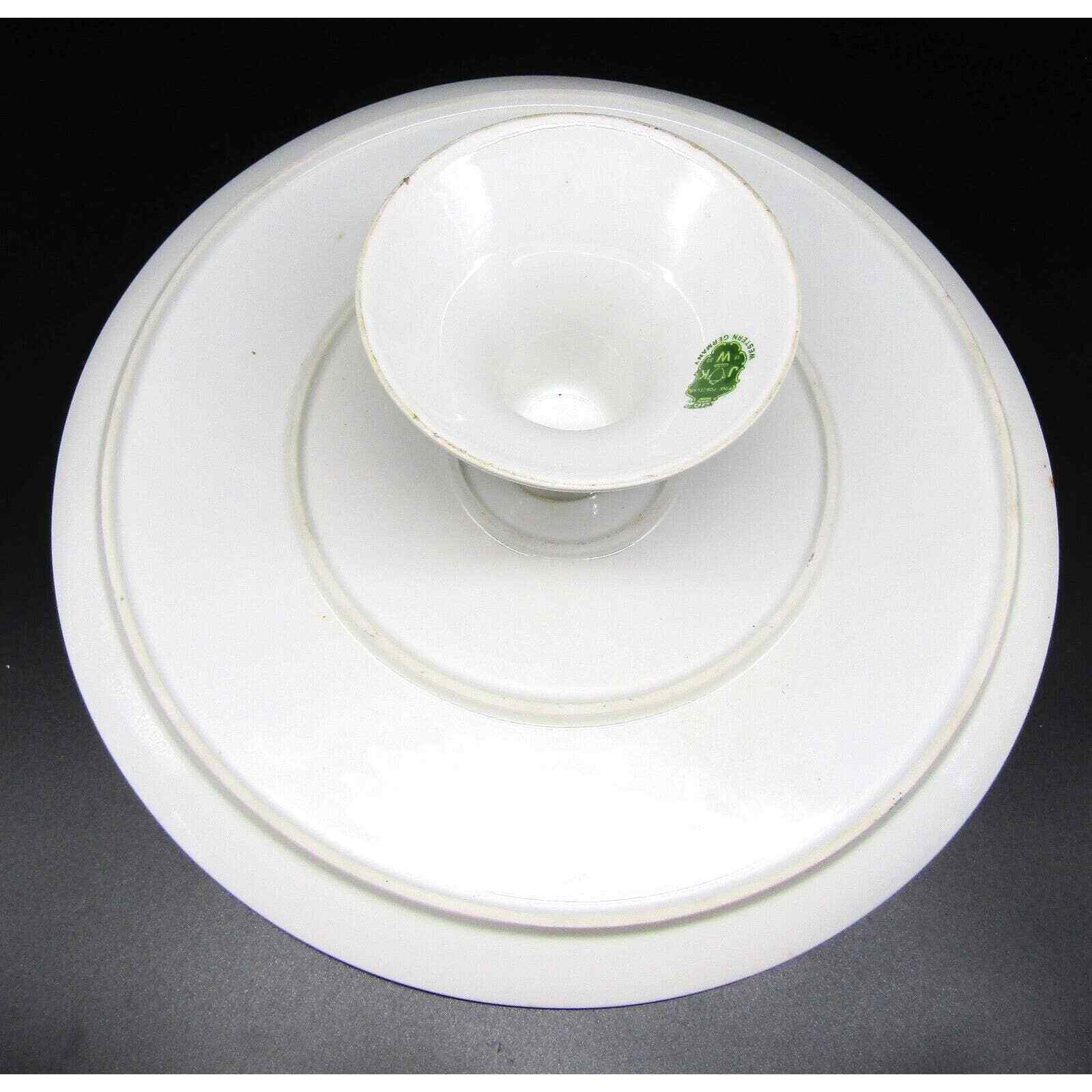 JkW Josef Kuba Cake Plate w/ Pedestal Two Women One Buying Fruit