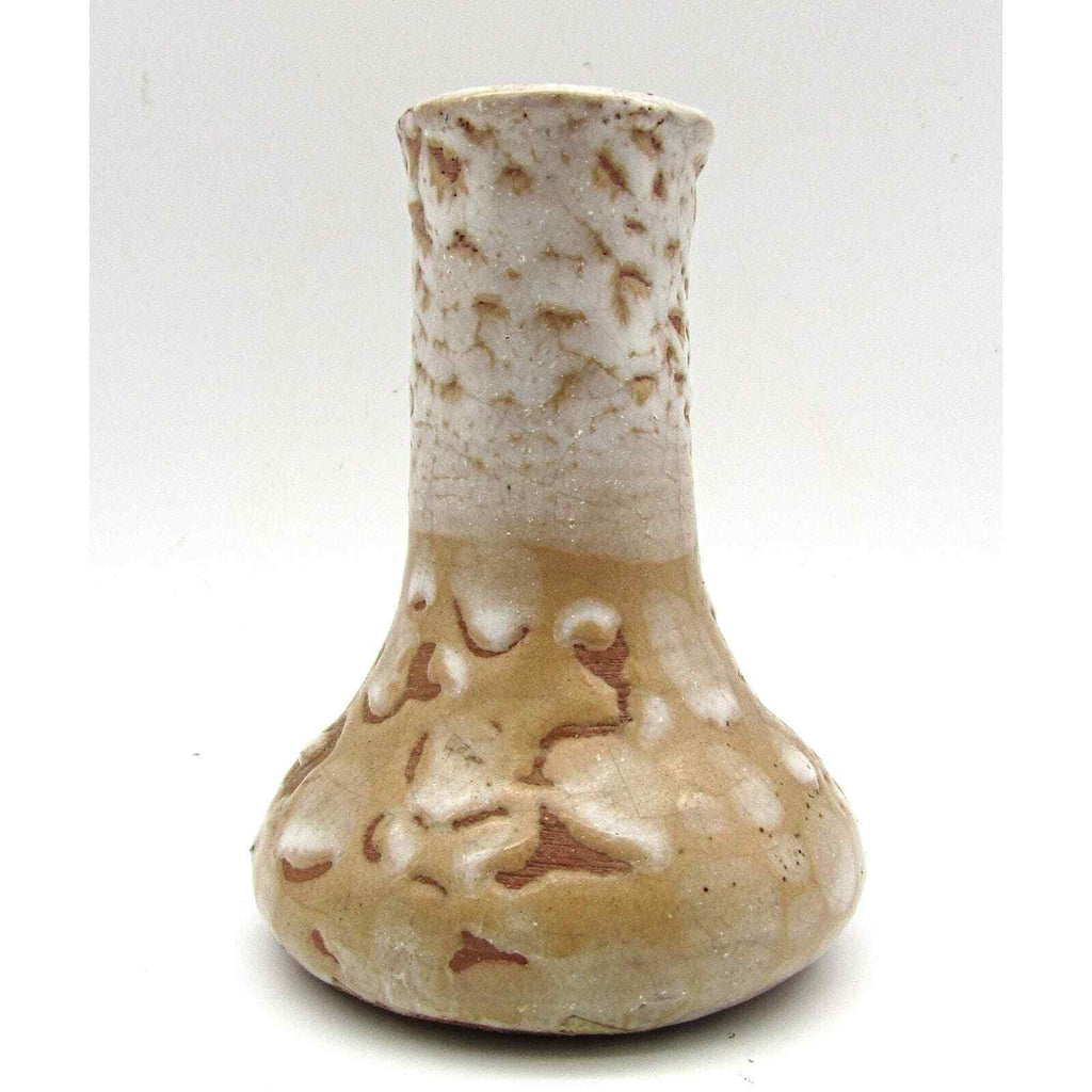 Studio Pottery Vase with Icing Glaze Marked on Bottom