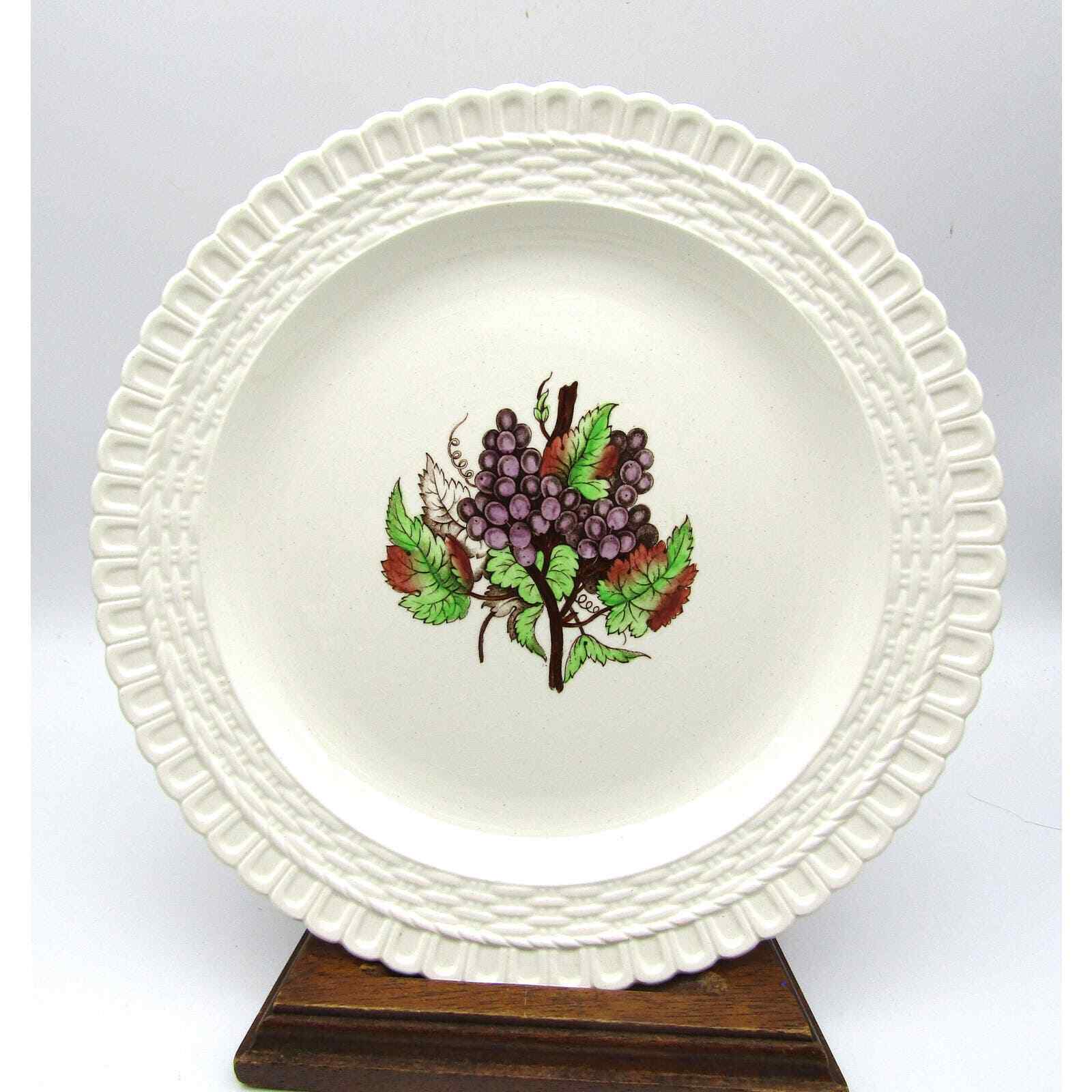 Copeland Spode Plates 9.25" Set of 6 Grape Pattern Basket Weave Edge