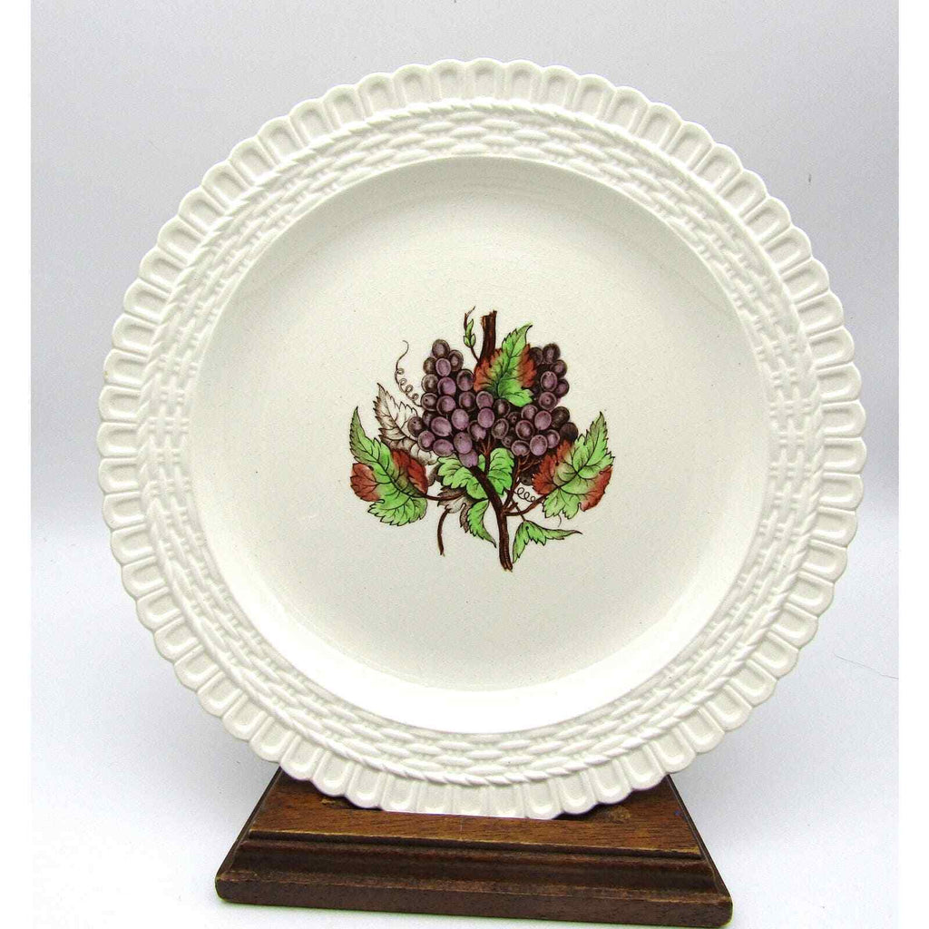 Copeland Spode Plates 9.25" Set of 6 Grape Pattern Basket Weave Edge