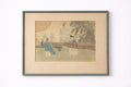 Antique Chinese Silk Painting Scholar Scene Framed w Calligraphy Seal