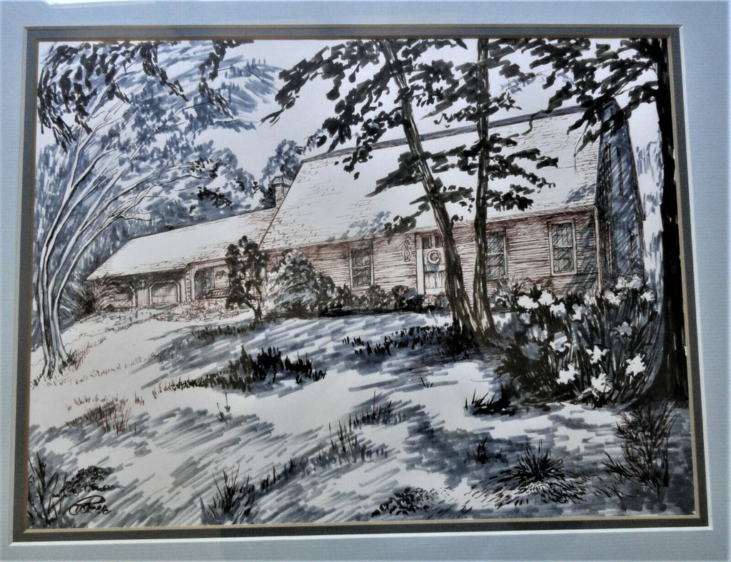 Carolyn Ricker Harlow Watercolor of Massachusetts Home by MA Artist
