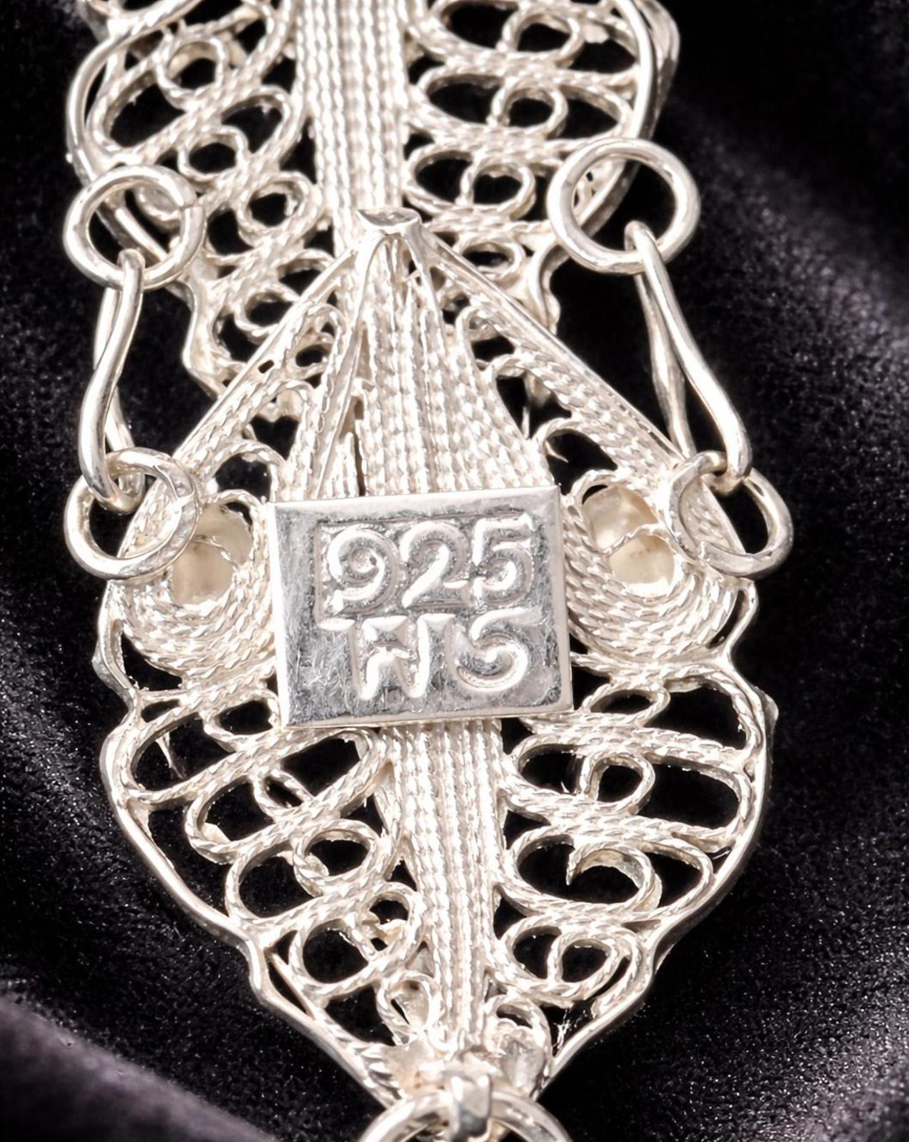 Stunning 8" Sterling Silver Filigree Leaf Dangle Earrings 9.25