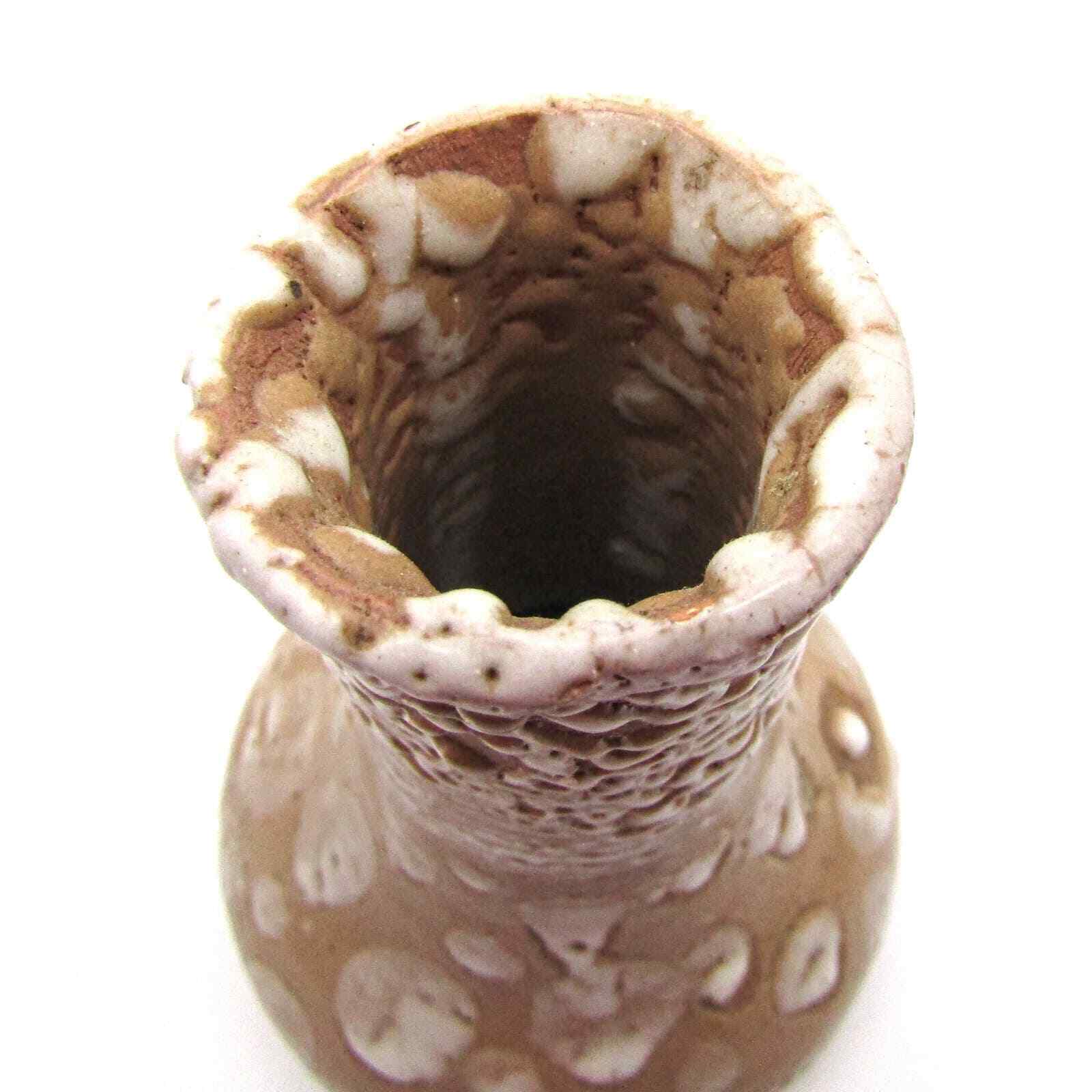 Studio Pottery Vase with Icing Glaze Marked on Bottom