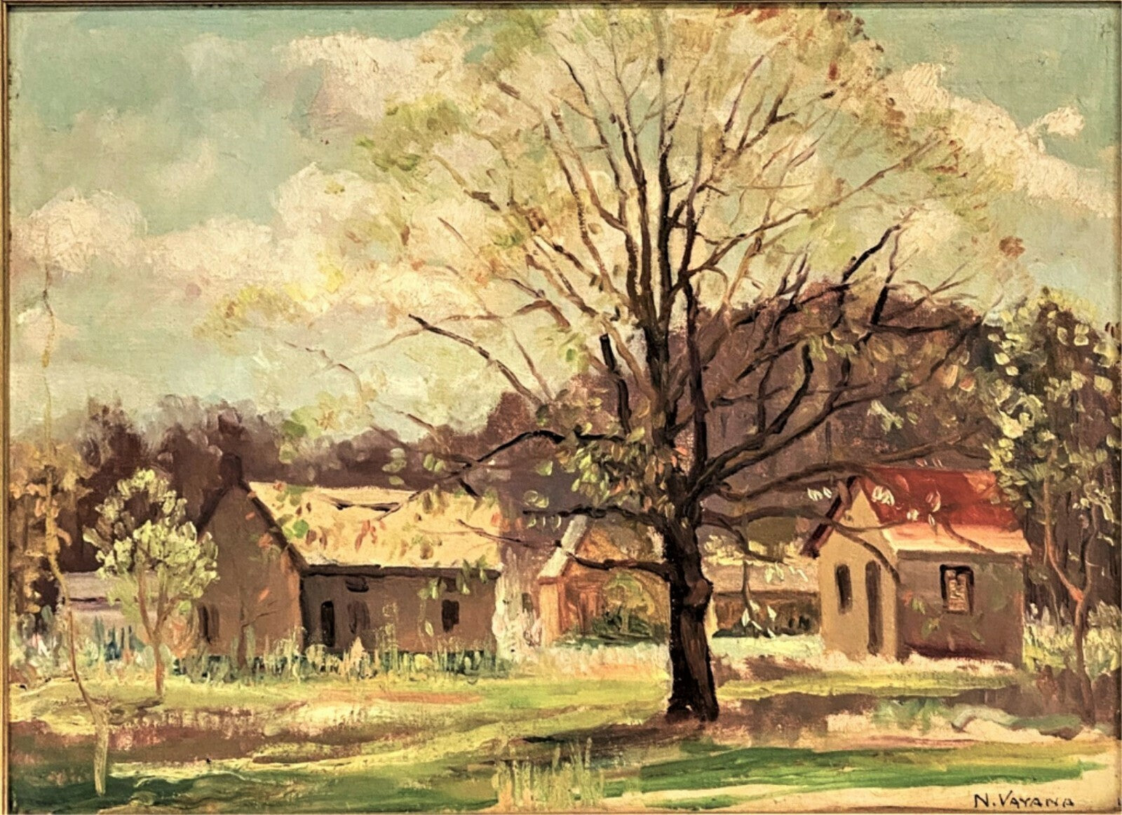 Nunzio Vayana Painting of Farmhouse New England Ogunquit Maine Artist 1878-1960