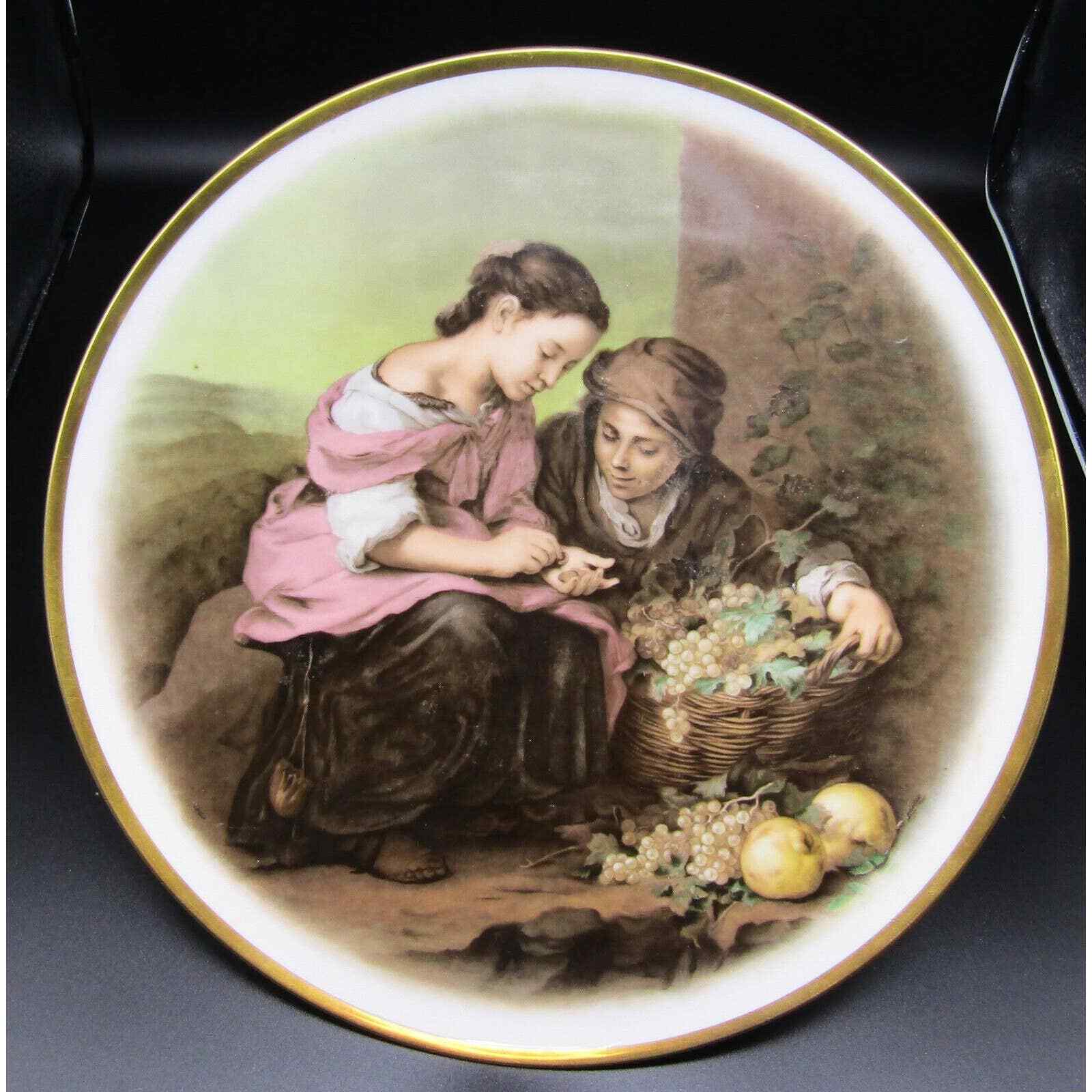 JkW Josef Kuba Cake Plate w/ Pedestal Two Women One Buying Fruit