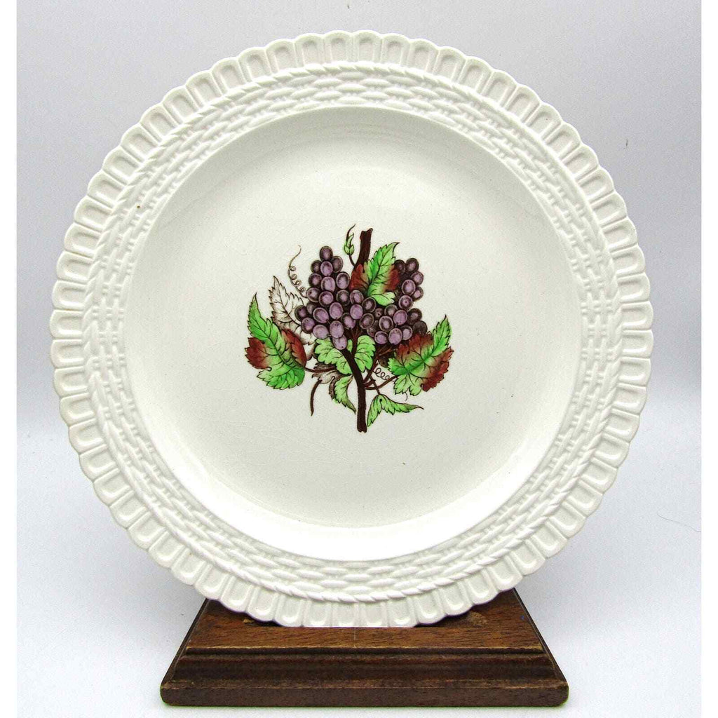 Copeland Spode Plates 9.25" Set of 6 Grape Pattern Basket Weave Edge