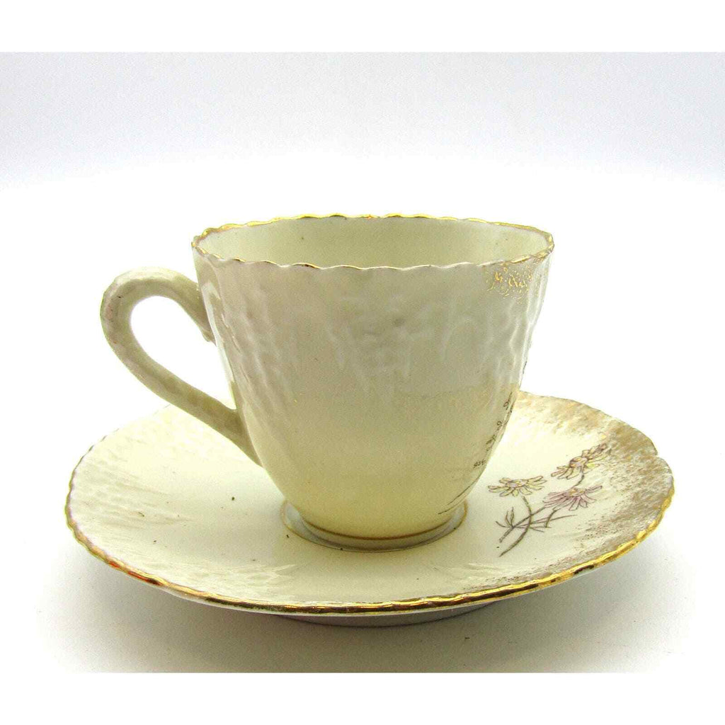 Lovely Demitasse Cup with Hand Painted Embellished Gold Floral Design