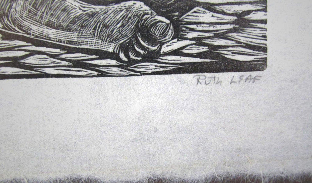 Ruth Leaf "Flute Player" Signed Woodcut Print 2nd State 145/150 Mid Century Art