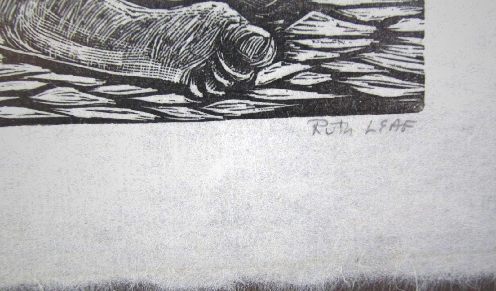 Ruth Leaf "Flute Player" Signed Woodcut Print 2nd State 145/150 Mid Century Art