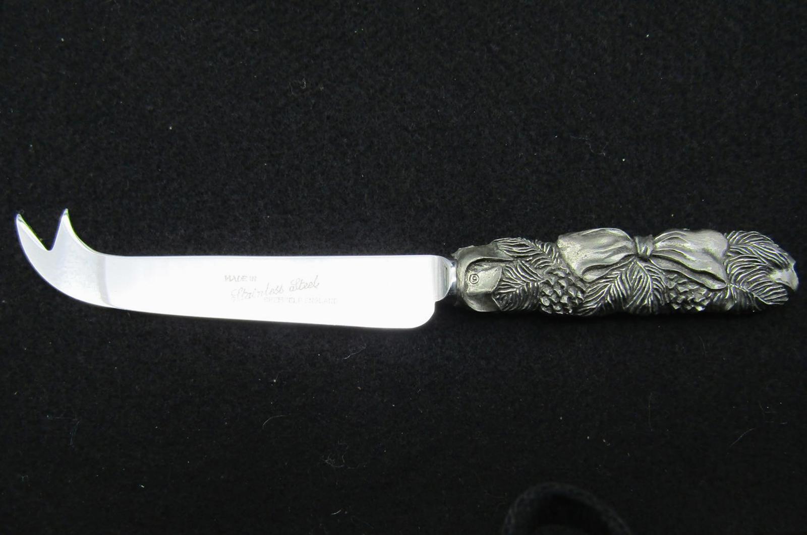 Vintage Stainless Steel Cheese Knife Decorative Handle made in Sheffield England