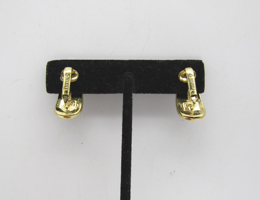 Vintage Trifari Black and Gold Clip-On Earrings