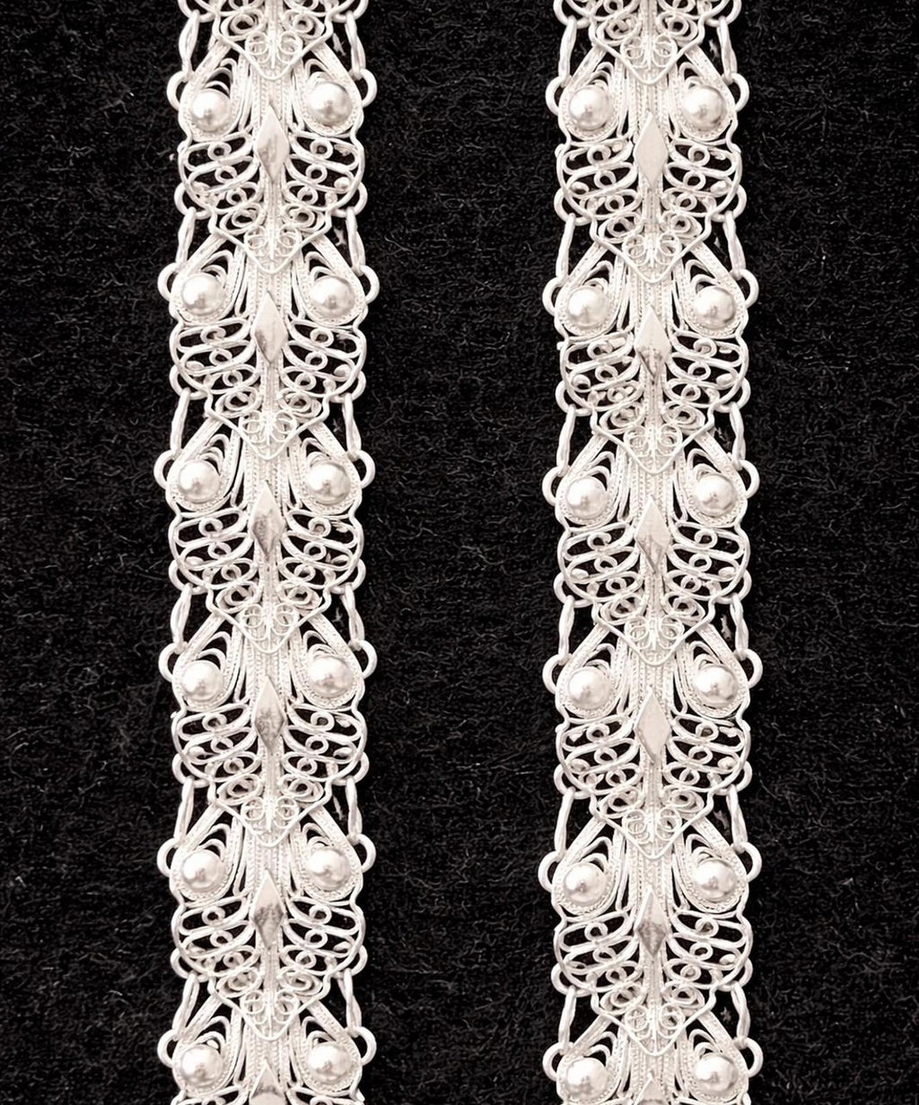 Stunning 8" Sterling Silver Filigree Leaf Dangle Earrings 9.25