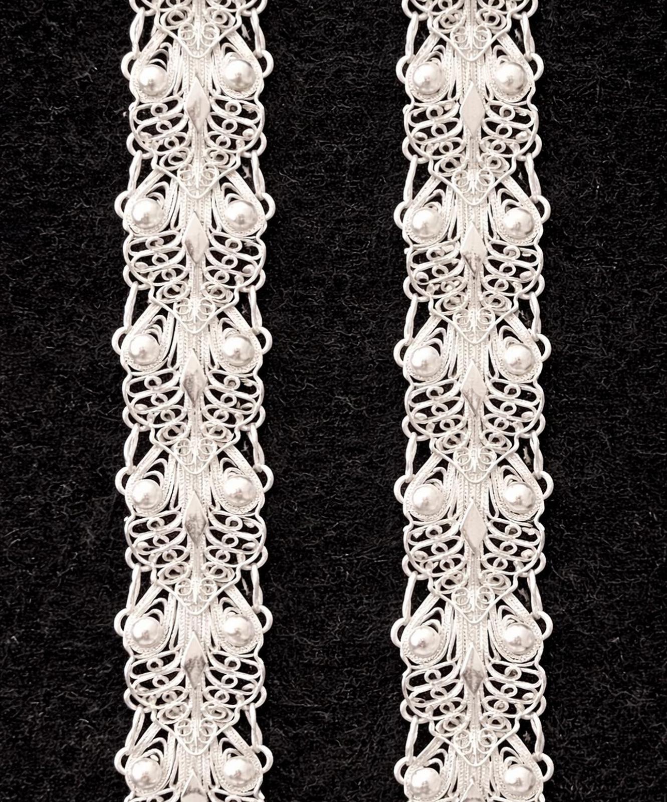 Stunning 8" Sterling Silver Filigree Leaf Dangle Earrings 9.25