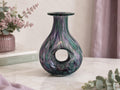 Mayflower American Pride Art Glass Vase Purple Green Hand Made 8"-Vintage