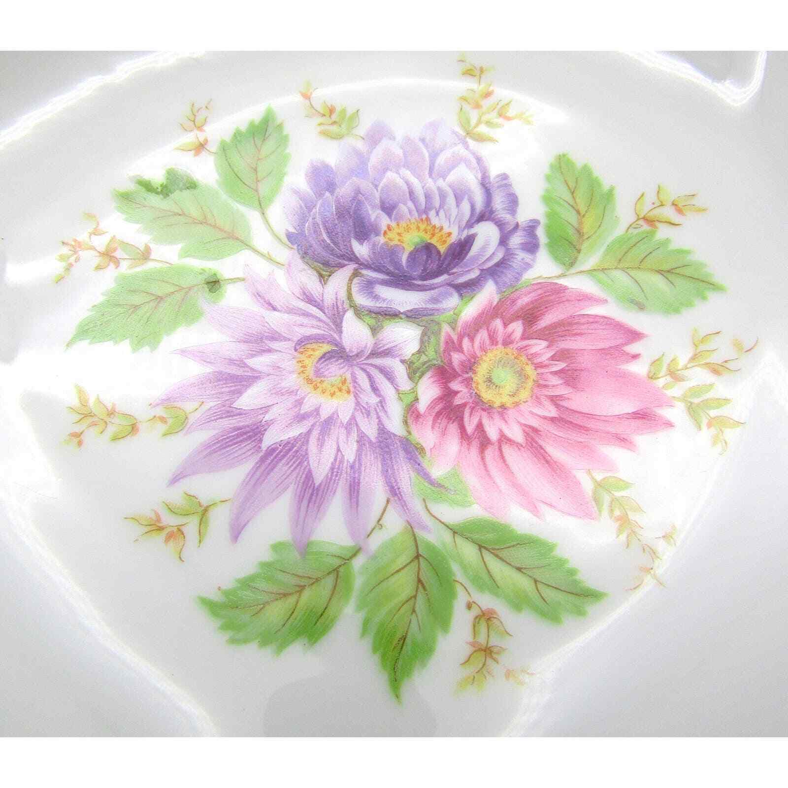 Alka Kunst Leaf Shaped Dish Bavaria Western Germany Dresden Hand Painted Flowers