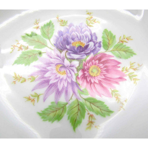 Alka Kunst Leaf Shaped Dish Bavaria Western Germany Dresden Hand Painted Flowers
