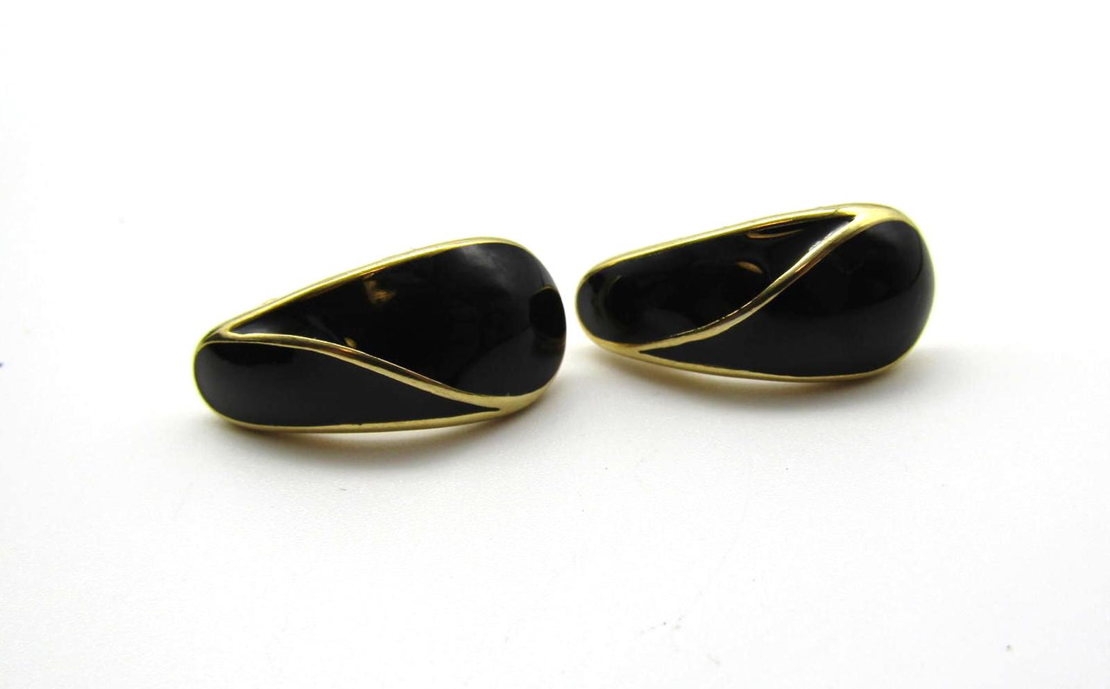 Vintage Trifari Black and Gold Clip-On Earrings