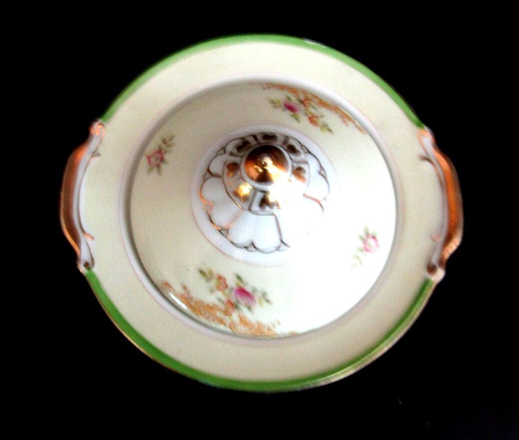 Rare Vintage MS Japan Porcelain Covered Cream Soup Bowl Dinner Plates 5pc Set