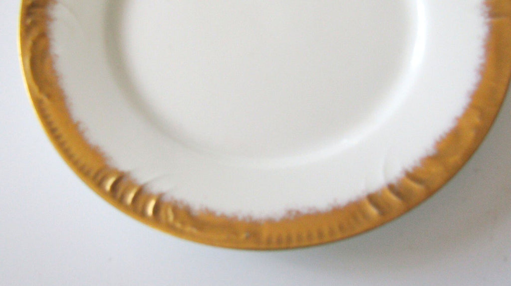 Antique CFH GDM Limoges France 6 1/8" White Swirl Gold Rim Bread Plate Pristine
