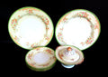 Rare Vintage MS Japan Porcelain Covered Cream Soup Bowl Dinner Plates 5pc Set