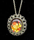 Vintage Mid Century Convertible Dried Flower Pendant Brooch Pin Necklace