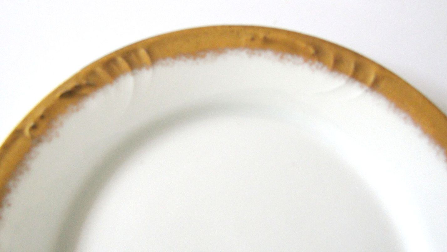 Antique CFH GDM Limoges France 6 1/8" White Swirl Gold Rim Bread Plate Pristine