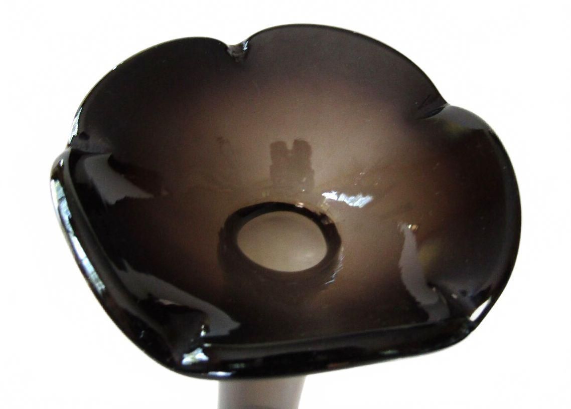 Vintage Aseda Sweden Smoke Grey Glass Flower Petal Tulip Vase 9.75"