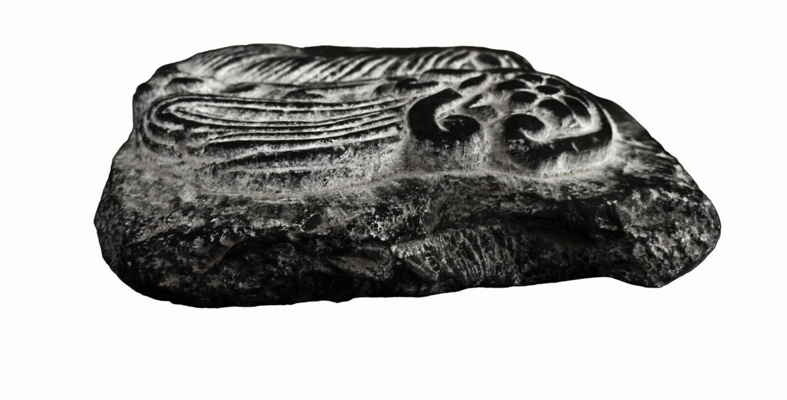 Antique Chinese Hand Carved Black Soapstone Plaque Apsaras Deva Fragment 6 Inch